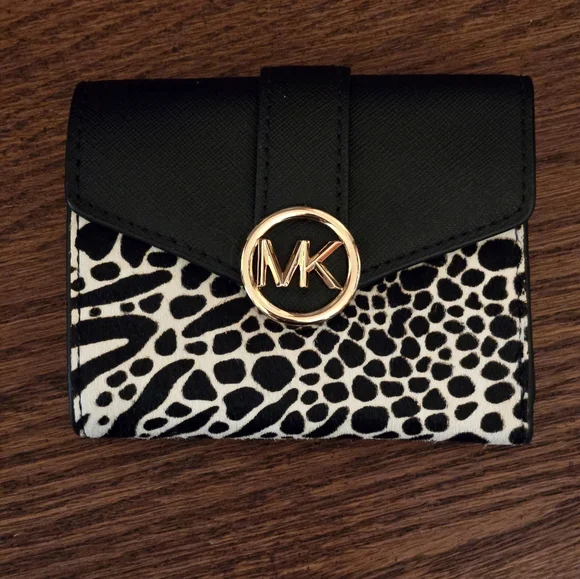 New Michael Kors Carmen black leather & haircalf handbag & wallet set - Picture 3 of 15